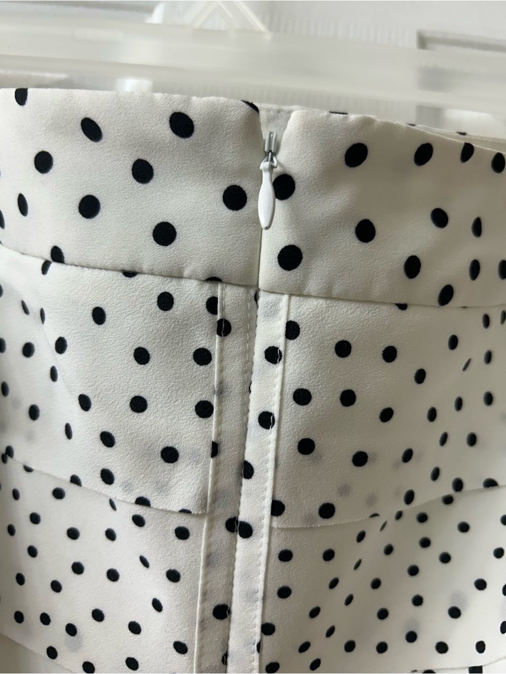 WHBM Polka Dot Pleated A-Line Skirt - White with Black Dots - Picture 4 of 6